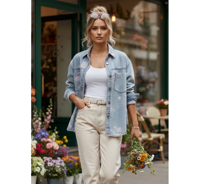 Dámská džínová košilová bunda modrá FashionStreet TY5600