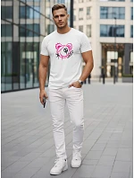 Pánské bavlněné tričko s potiskem ve stylu graffiti, bílé, FashionStreet NX0136R