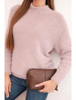 Dámský svetr z vlny s model 21780799 texturou a dlouhým rukávem béžový - K-Fashion