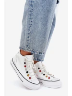 Kožené Vysoké Tenisky Dámské model 21691449 Bílé - Goe