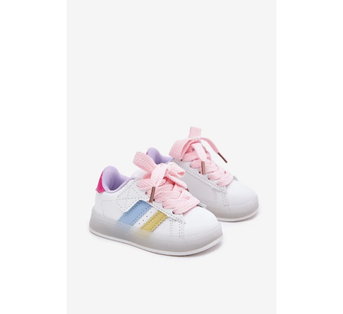 Sportovní boty dětské sneakers s svítící podrážkou bílo-růžové Arielle Sportovní boty dětské sneakers s svítící podrážkou bílo-růžové Arielle