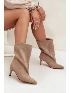 Dámské kotníkové boty na jehlovém podpatku Solvienne – béžové