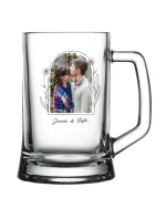 Personalizovaná pivní sklenice s květinovým ohraničením 