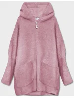 Růžový přehoz přes oblečení ála alpaka s kapucí (B6007-81)