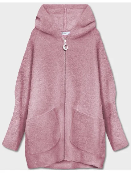Růžový přehoz přes oblečení alpaka s kapucí model 17836832 - S'WEST