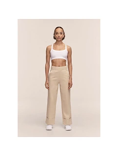 Dámské kalhoty CASALL Aria Turn Up Straight Jogger, béžová barva
