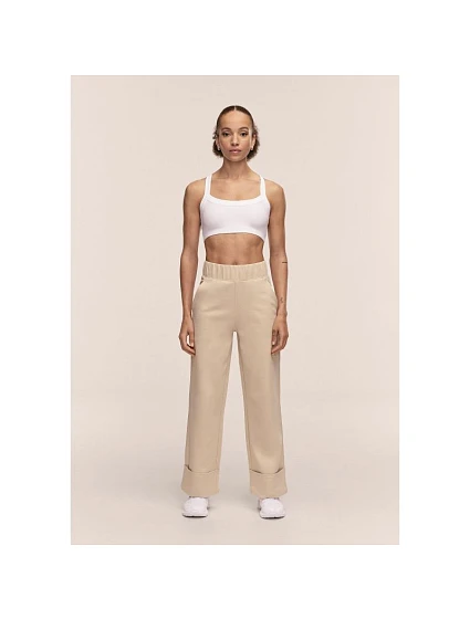 Dámské kalhoty CASALL Aria Turn Up Straight Jogger, béžová barva