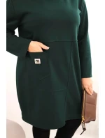 Dámská sukýnka Plus Size máslová s kapsou a 3/4 rukávem tmavě zelená Dámská sukýnka Plus Size máslová s kapsou a 3/4 rukávem tmavě zelená