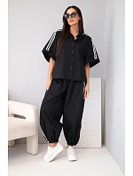 Dámský bavlněný model 22207069 komplet s lampasy na léto černý - K-Fashion Dámský bavlněný model 22207069 komplet s lampasy na léto černý - K-Fashion