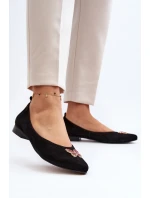Zazoo 2887 Semišové baletky s ozdobným motýlem Černé