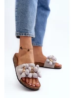 Dámské šedé sandály s ozdobami model 21648792 - Boto Dámské šedé sandály s ozdobami model 21648792 - Boto