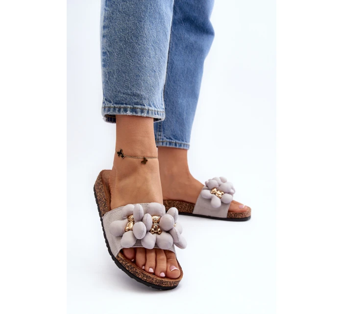 Dámské šedé sandály s ozdobami model 21648792 - Boto Dámské šedé sandály s ozdobami model 21648792 - Boto