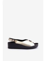 Kožené Dámské Sandály Na Klínu A Platformě S.Barski KV51-020 Zlaté