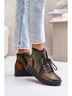 Kožené Boty Na Platformě A Klínu Maciejka 06702-09 Zeleno-Zlaté