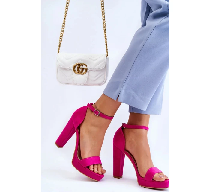 Semišové Sandály Na Podpatku Fuchsie Spectacular