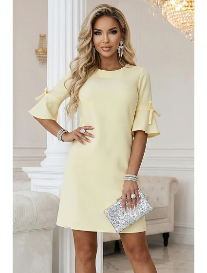 Dámské šaty pastelově žluté model 22110017 - numoco Dámské šaty pastelově žluté model 22110017 - numoco