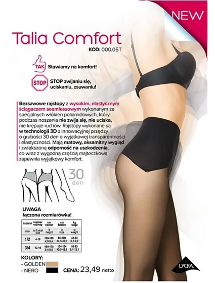 COMFORT Dámské bezešvé punčochové kalhoty se lemem model 20794187 - Gatta