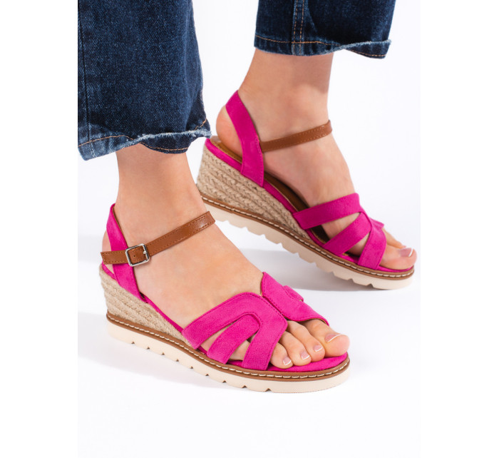 Originální  sandály dámské růžové na klínku