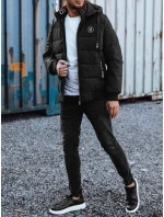 Pánská prošívaná zimní bunda s kapucí černá FashionStreet TX4948