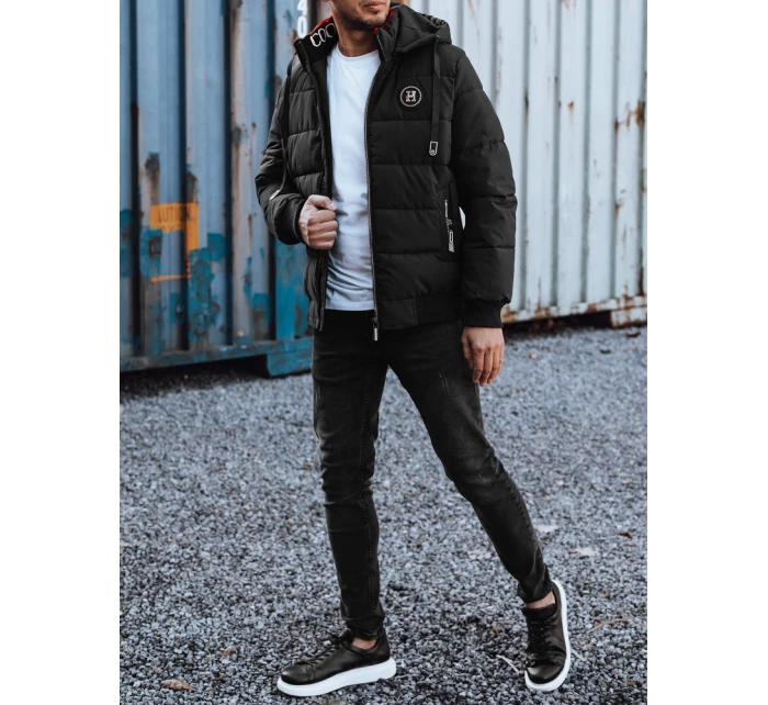 Pánská prošívaná zimní bunda s kapucí černá FashionStreet TX4948