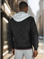 Pánská přechodná prošívaná bunda s kapucí černá FashionStreet TX5010 Pánská přechodná prošívaná bunda s kapucí černá FashionStreet TX5010