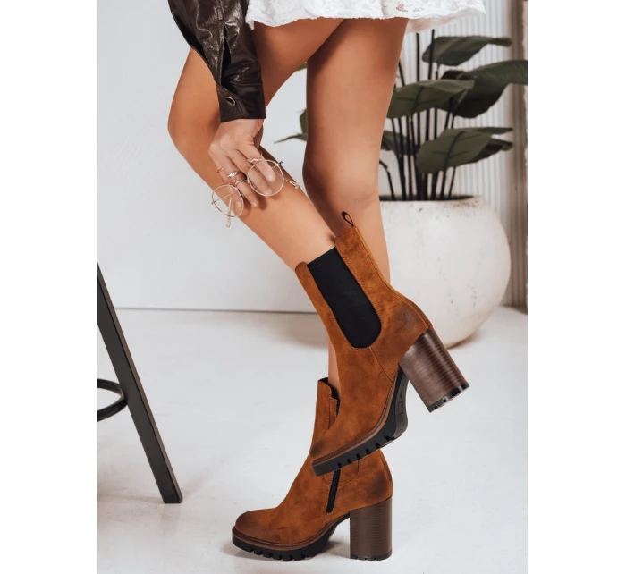 Dámské semišové velbloudí kozačky Dstreet model 21994952 - FashionStreet