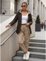 Dámská přechodná prošívaná bunda s odepínací kapucí hnědá TY5623