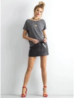 Tshirt basic z dekoltem z Feel Good ciemny szary model 21266686 - Factory Price Tshirt basic z dekoltem z Feel Good ciemny szary model 21266686 - Factory Price