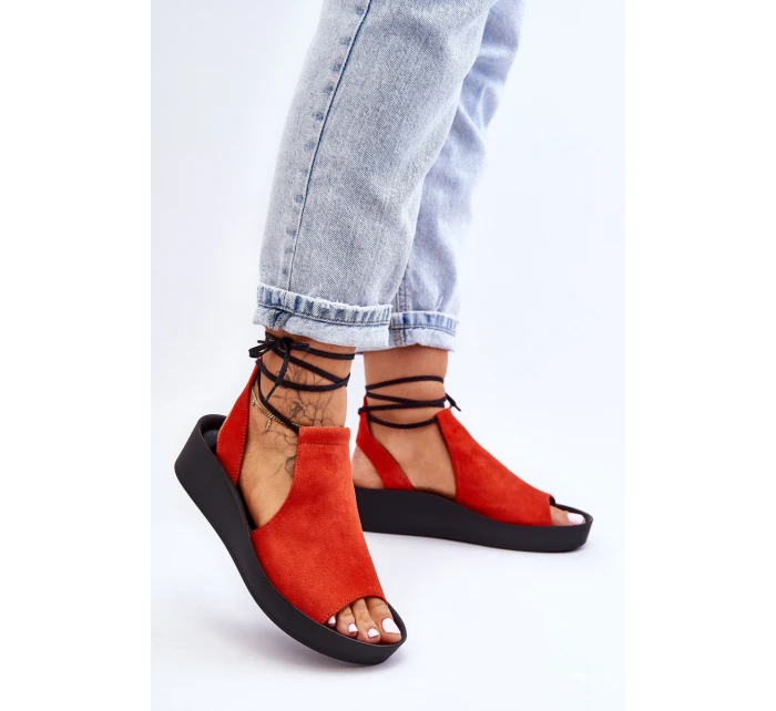 Semišové sandály na klínku Nicole 2743 oranžová Semišové sandály na klínku Nicole 2743 oranžová