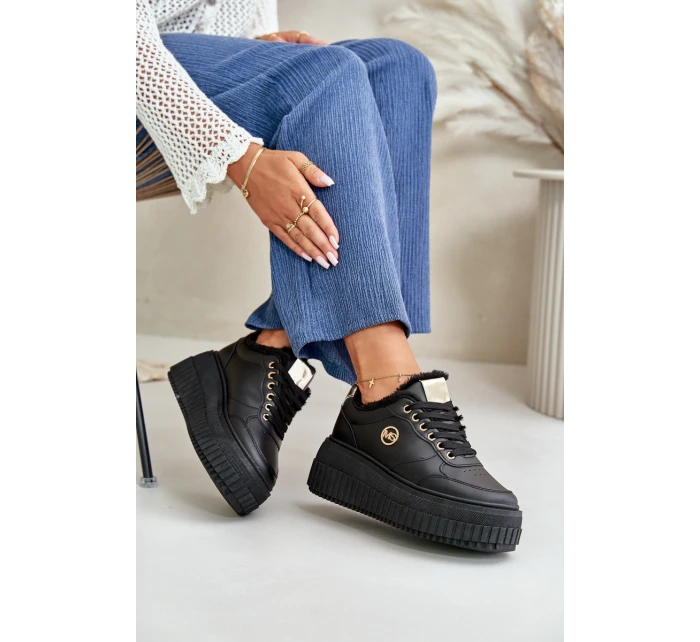 Sneakersy Dámské Sportovní Boty Zateplené Na Masivní Podešvi Černé Ardiela Sneakersy Dámské Sportovní Boty Zateplené Na Masivní Podešvi Černé Ardiela