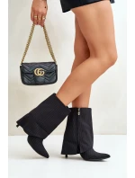 Dámské boty na podpatku se svrškem a  černé model 21670413 - Boto