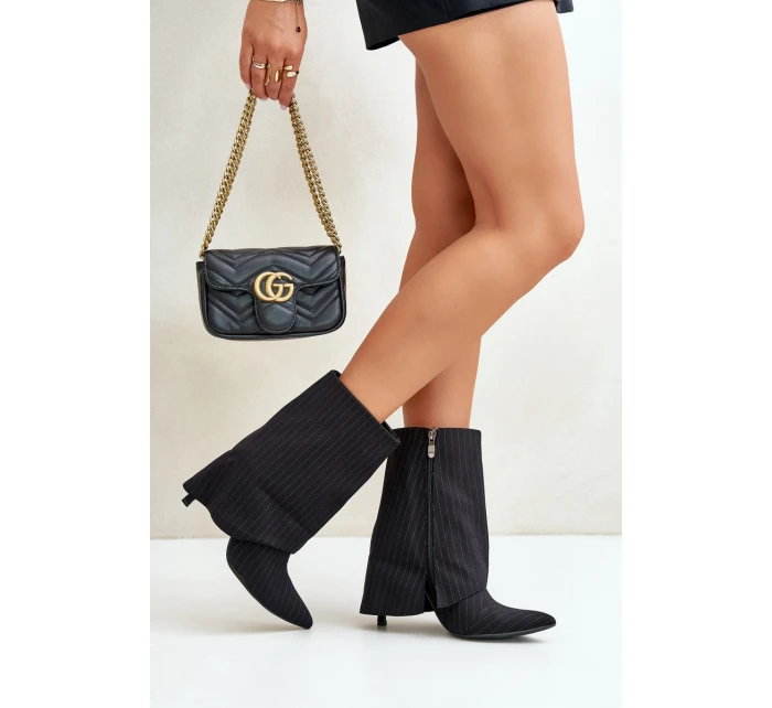 Dámské boty na podpatku se svrškem a  černé model 21670413 - Boto