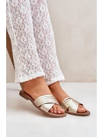 Kožené dámské pantofle Lewski Shoes model 21682360 zlaté - Boto Kožené dámské pantofle Lewski Shoes model 21682360 zlaté - Boto