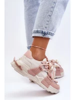 Dámské módní sportovní boty šněrované béžovo-růžové Chillout! Dámské módní sportovní boty šněrované béžovo-růžové Chillout!