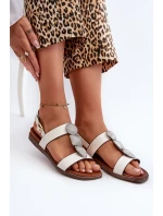 Dámské ploché sandály s ozdobami Sergio Leone White Dámské ploché sandály s ozdobami Sergio Leone White