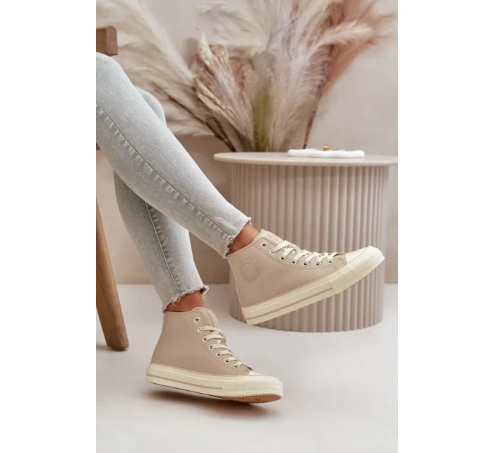 Dámské Zateplené Tenisky z Eko Kůže Béžové Big Star