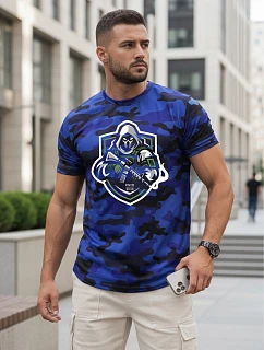 Koszulka męska moro z nadrukiem niebieska model 22221844 - FashionStreet