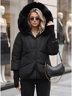 Dámská zimní bunda s kožešinou a kapucí, černá, FashionStreet TY5887 Dámská zimní bunda s kožešinou a kapucí, černá, FashionStreet TY5887