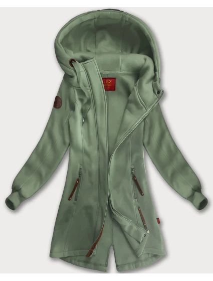 Šedozelená dlouhá dámská mikina s kapucí (AMG-675/2)