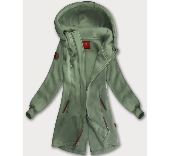 Šedozelená dlouhá dámská mikina s kapucí (AMG-675/2)