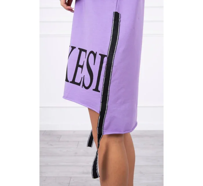 Šaty s kapucí a potiskem fialové Šaty s kapucí a potiskem fialové