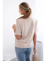 Bavlněná halenka s potiskem srdce béžový Bavlněná halenka s potiskem srdce béžový