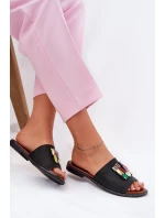 Dámské sandály na plochém podpatku s ozdobou černé model 21695688 - Boto