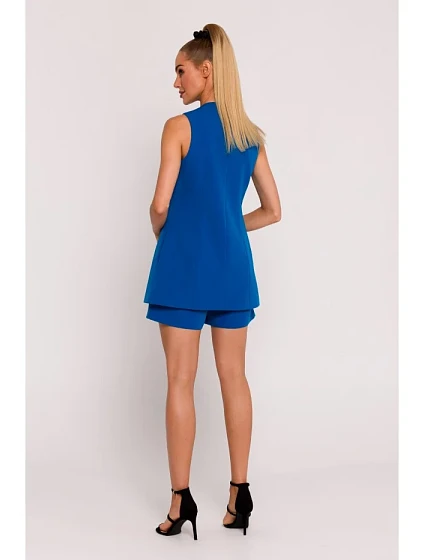 model 19660633 Sako bez rukávů s jedním knoflíkem modré - Moe