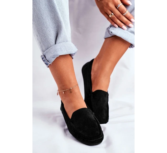Dámské Semišové Mokasíny černé Morreno