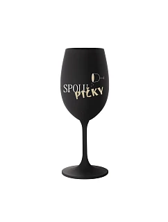 SPOLUPIČKY - černá sklenice na víno 350 ml