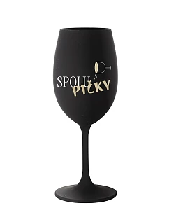 SPOLUPIČKY - černá sklenice na víno 350 ml
