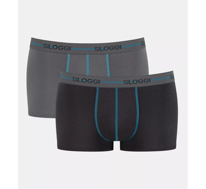 Pánské boxerky Start Hipster C2P box - BROWN - LIGHT COMBINATION - šedá- černá M003 - SLOGGI Pánské boxerky Start Hipster C2P box - BROWN - LIGHT COMBINATION - šedá- černá M003 - SLOGGI