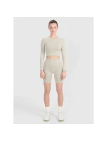 Dámské tričko 4F 4FRSS25TFLOF486-83S s crop-topem a dlouhým rukávem s výřezem na zádech