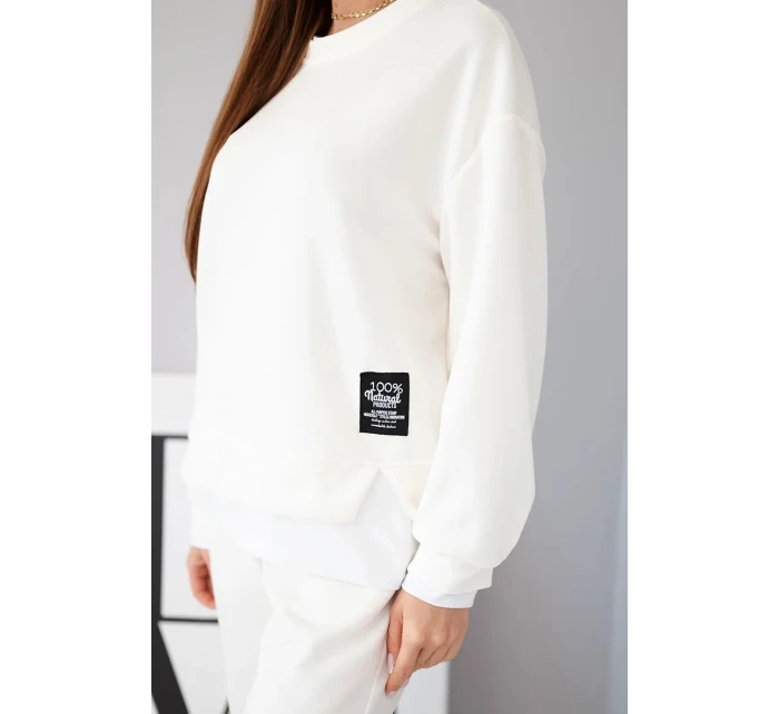Dámský komplet s model 21808641 volnou mikinou a tepláky ecru - K-Fashion
